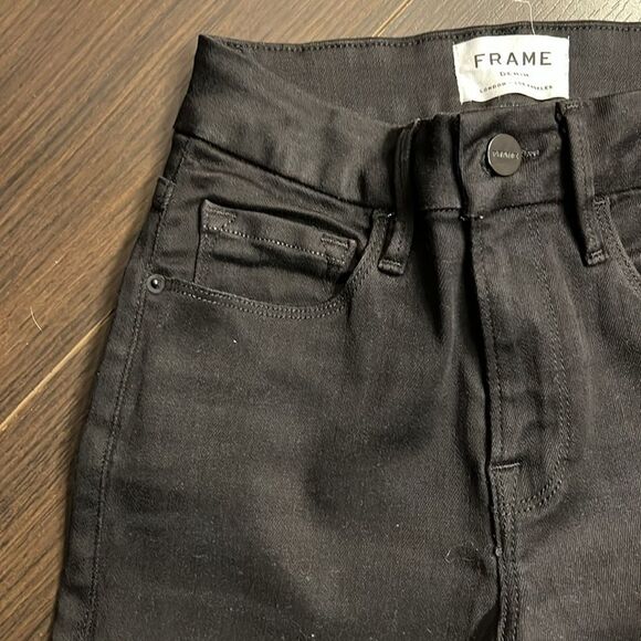 FRAME LE CROP MINI BOOT Jeans, Black Waxed, 25 - Picture 9 of 9